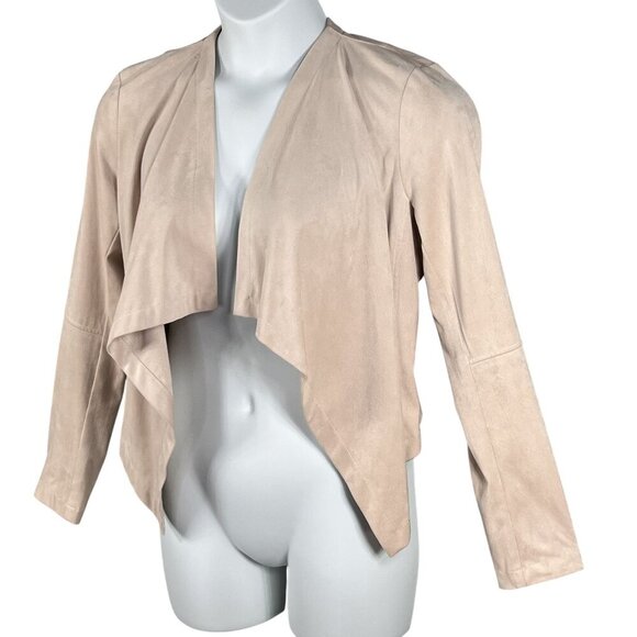 Katherine Barclay Montreal Womens M Faux Suede Tan Waterfall Front Drape Blazer - Picture 6 of 13